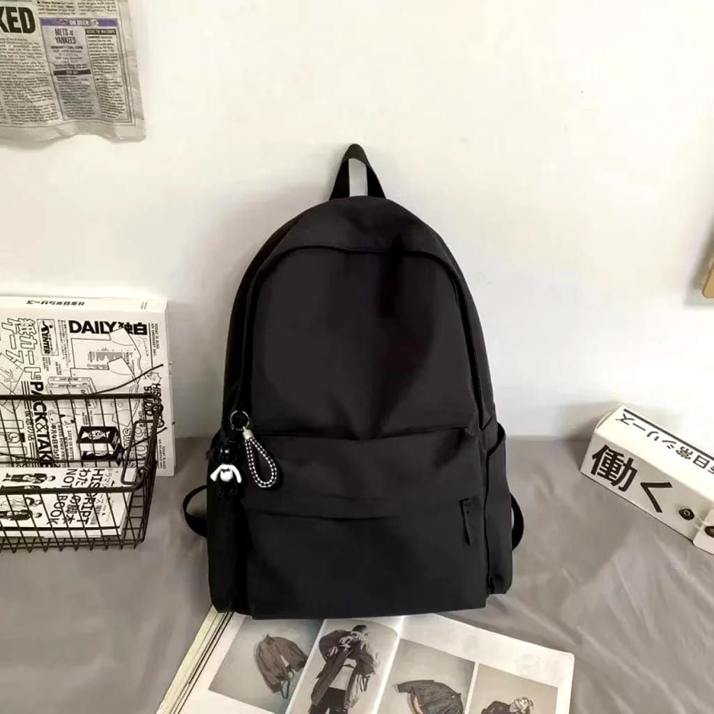 [COD] Ransel Polos Wanita Pria Tas Sekolah Warna Hitam Polos Tas Sekolah SMA SMP