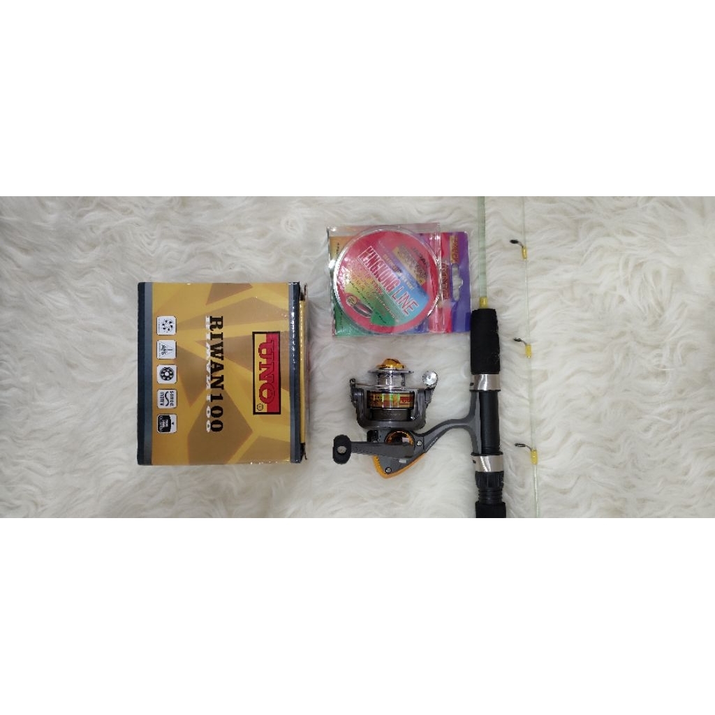 Set Pancing Udang Murah Joran Uno Ebi 120 Reel Uno Riwan 100 Senar Uno Kingkong 0.20mm Free Kail
