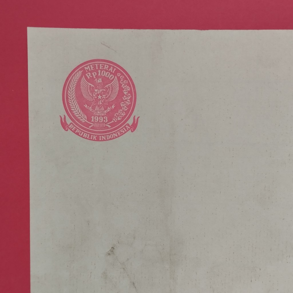 

Kertas Segel Rp 1000 Tahun 1993 Single