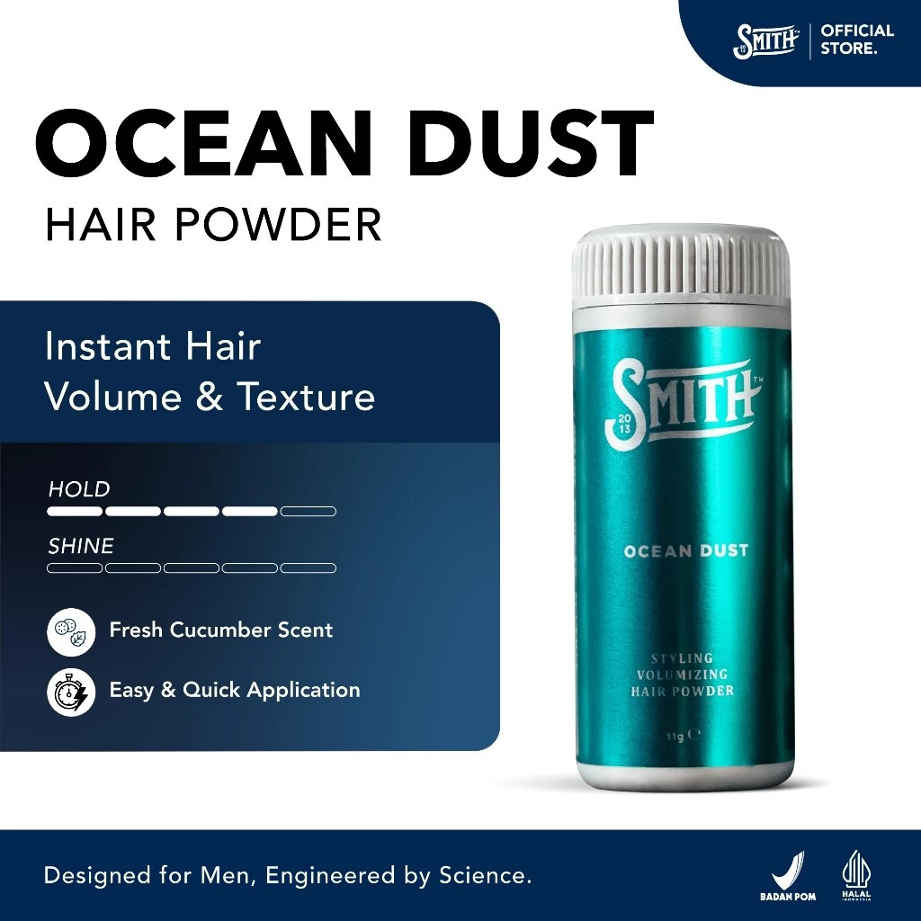 SMITH - Ocean Dust Hair Styling & Volumizing Powder 11gr | Hair Powder Pria | Bedak Rambut Pria | Po