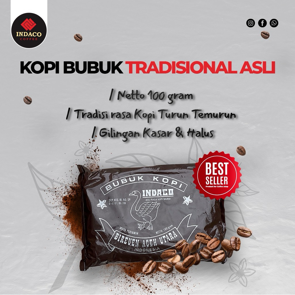 

KOPI BUBUK OTENTIK KHAS ACEH 100 gr x 10 pcs