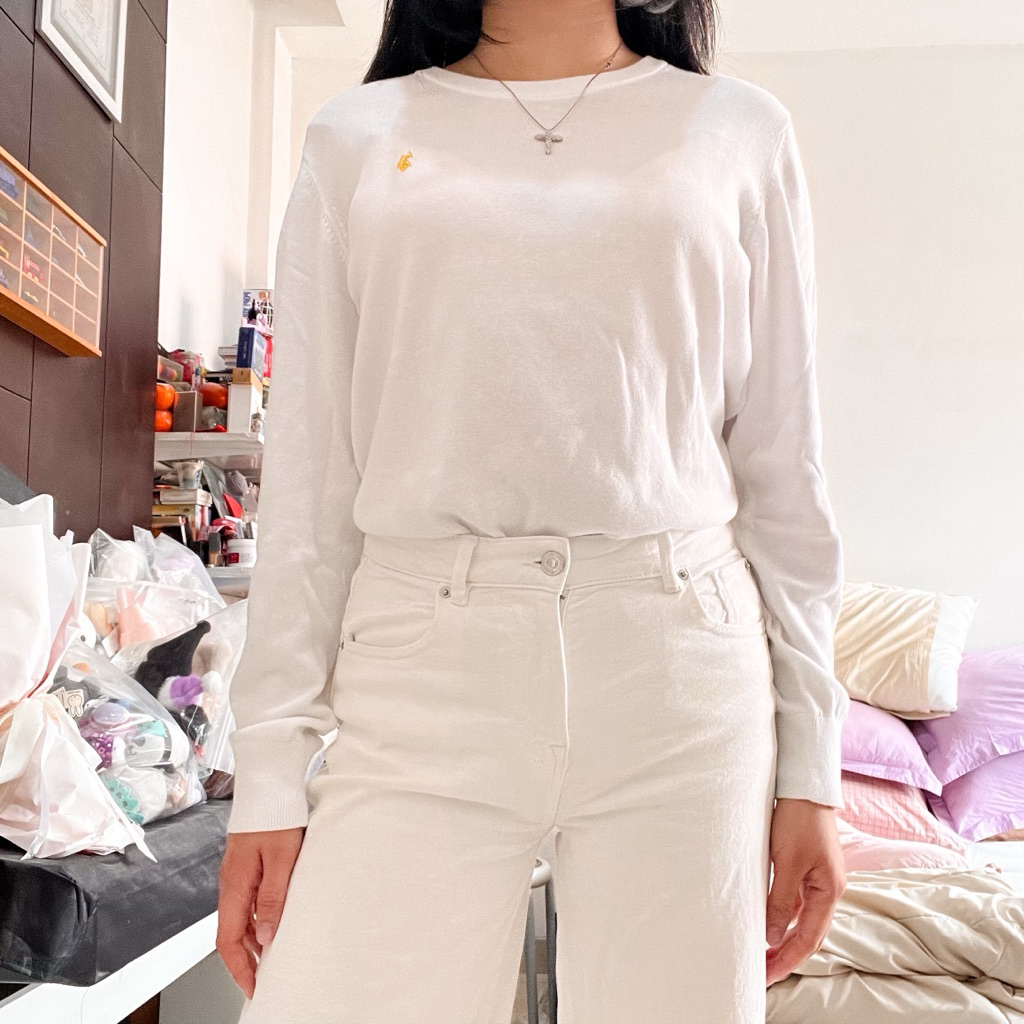 us polo assn white knit sweater