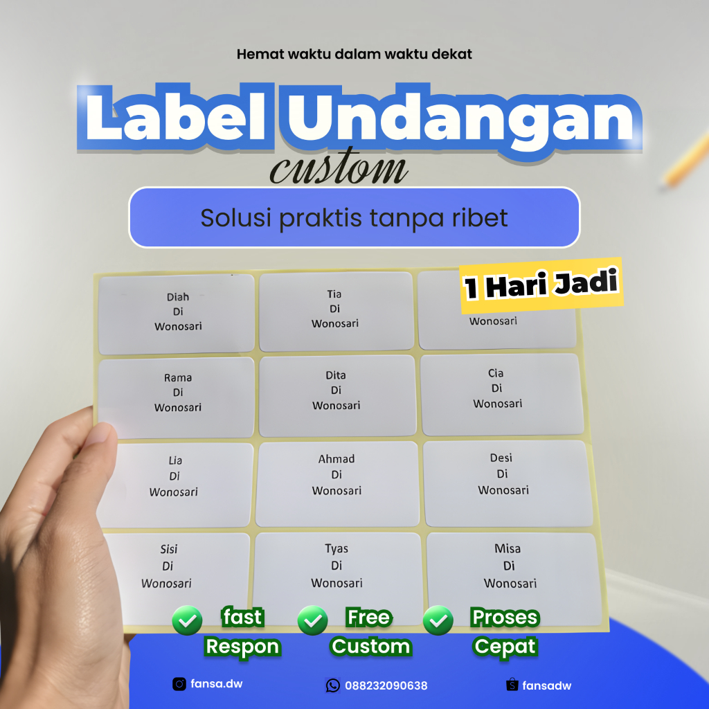 

Cetak Label Undangan Nama Tamu Custom/Label undangan Pernikahan Praktis Tinggal Tempel
