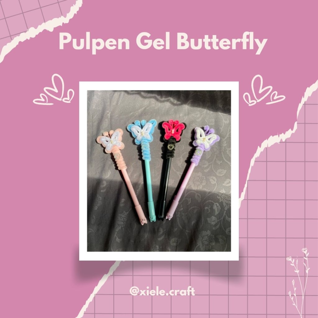 

PRE-ORDER PULPEN GEL KUPU KUPU KAWAT BULU | HANDMADE PIPE CLEANER | MINIGIFT