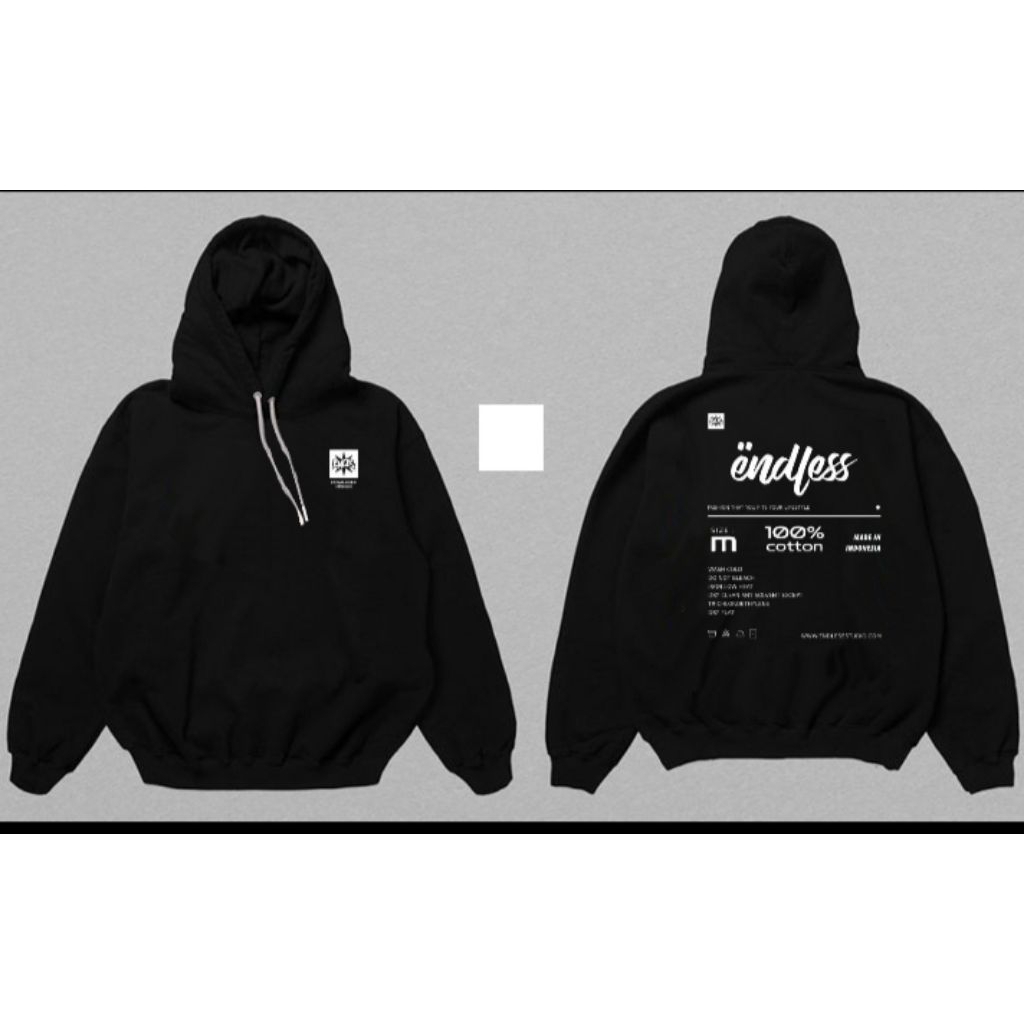 Hoodie Pria Wanita Unisex Streetwear Hitam Premium – Endless, Out of Office, Believe in Yourself, Cl