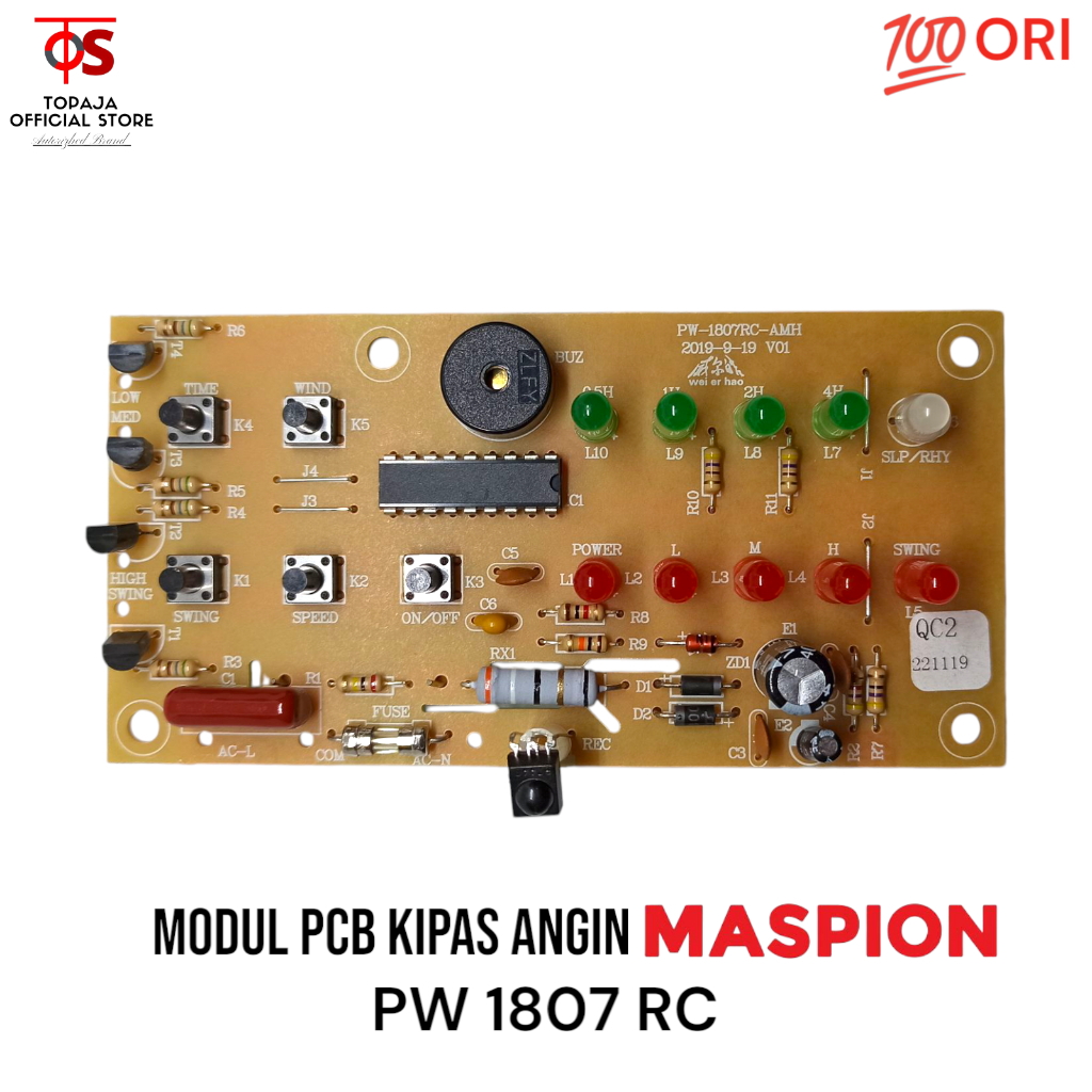 Modul PCB Kipas Angin Meja Maspion PW 1807 RC - PCB Kipas MASPION PW-1807 RC