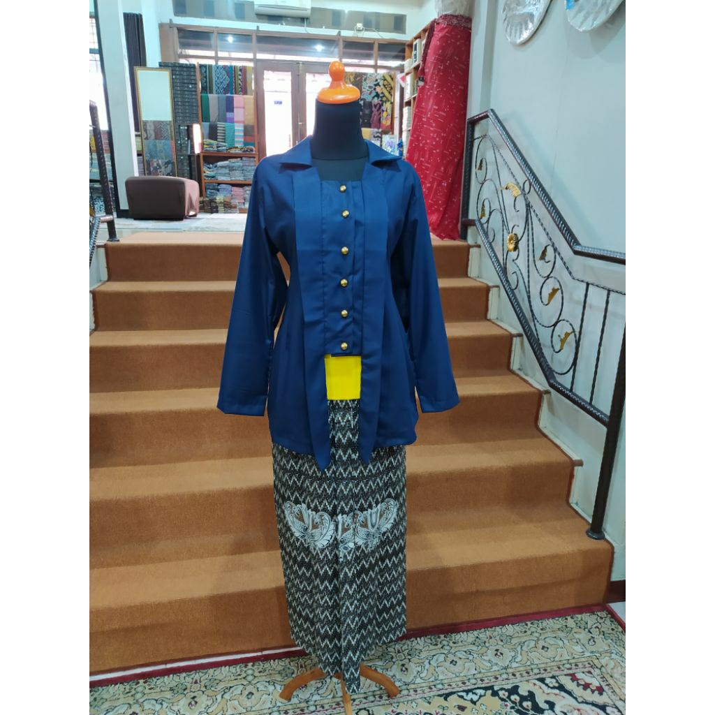 KEBAYA NAVY BAJU ADAT KHAS CILACAP | BATIK WIJAYA KUSUMA CILACAP | ROK JARIK BATIK WIJAYA KUSUMA CIL