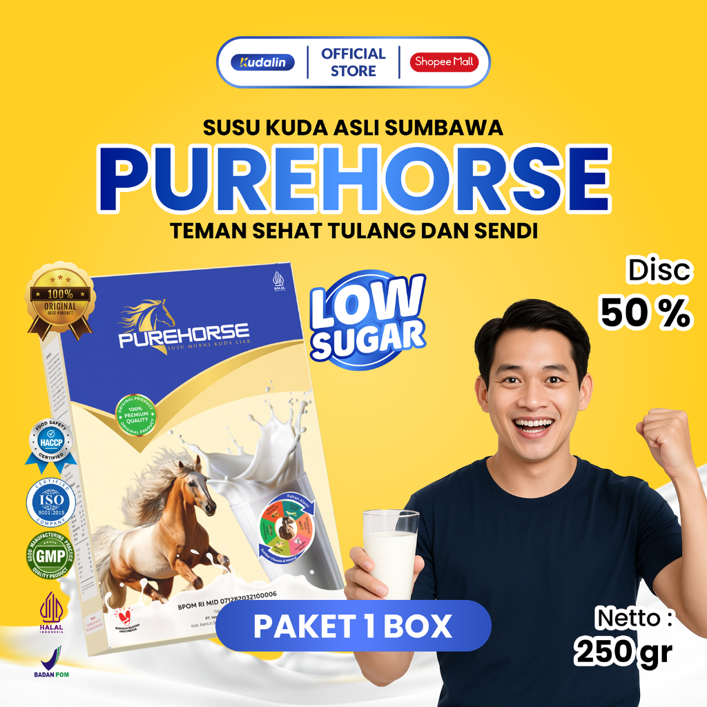 

Pure Horse Susu Kuda Liar Sumbawa Asli 100% Untuk Asam Urat Tulang Dan Nyeri Sendi Netto 250gr