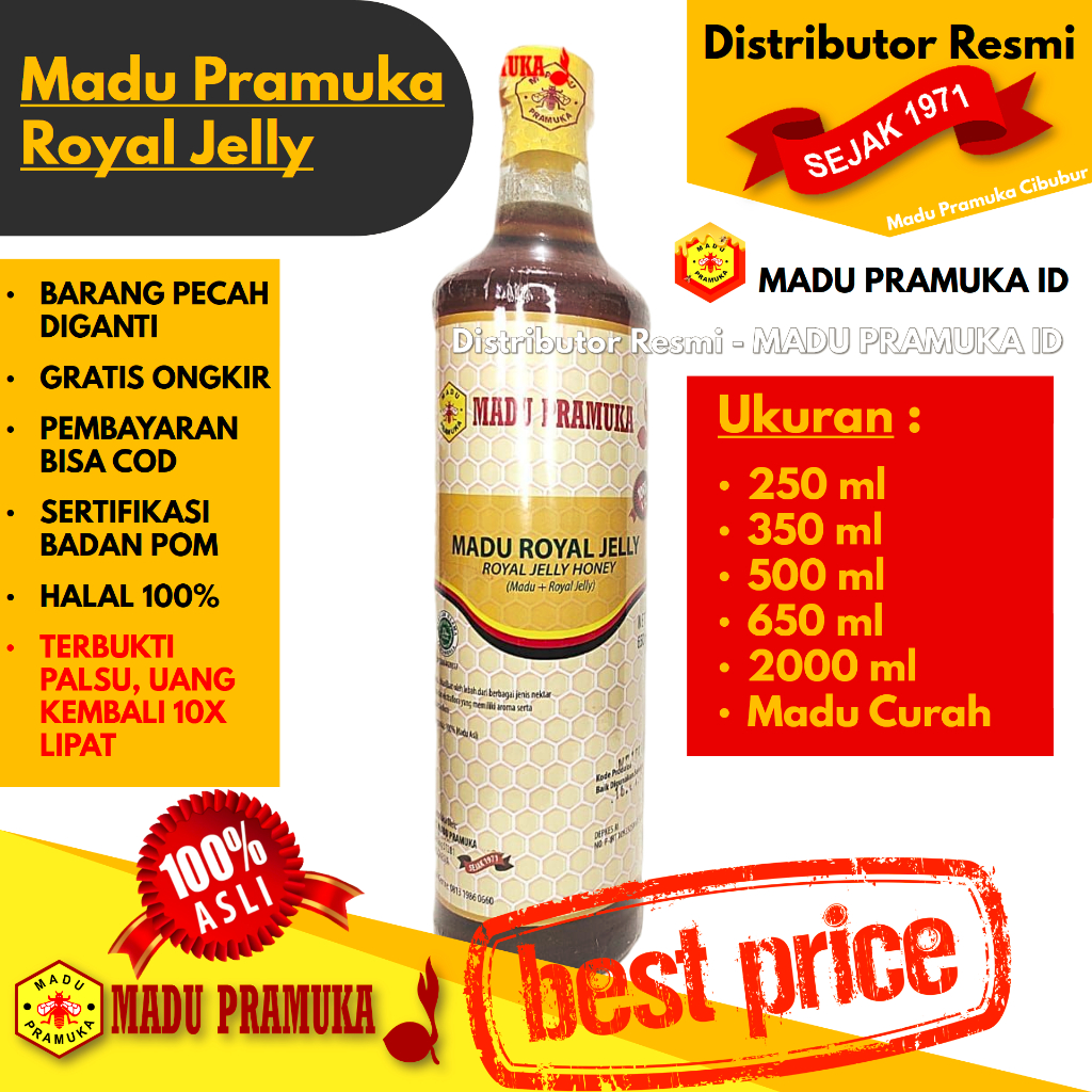 

Madu Pramuka ROYAL JELLY 250 ML 350 ML 500 ML 650 ML 2000 ML 2 L Liter Curah - Asli Original Alami Murni Murah - Resmi Official Store Star Seller