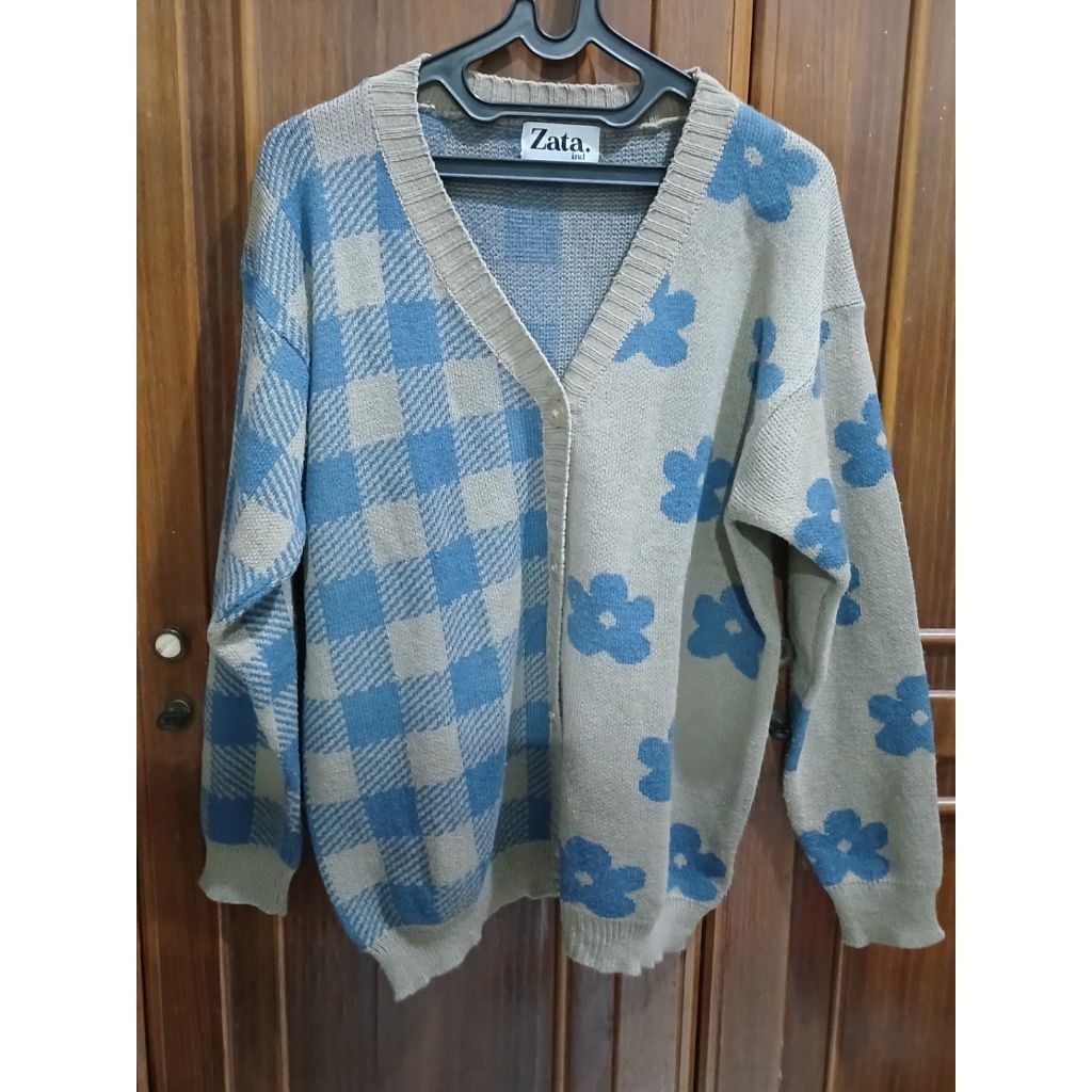 FLORAL PLAID CARDIGAN