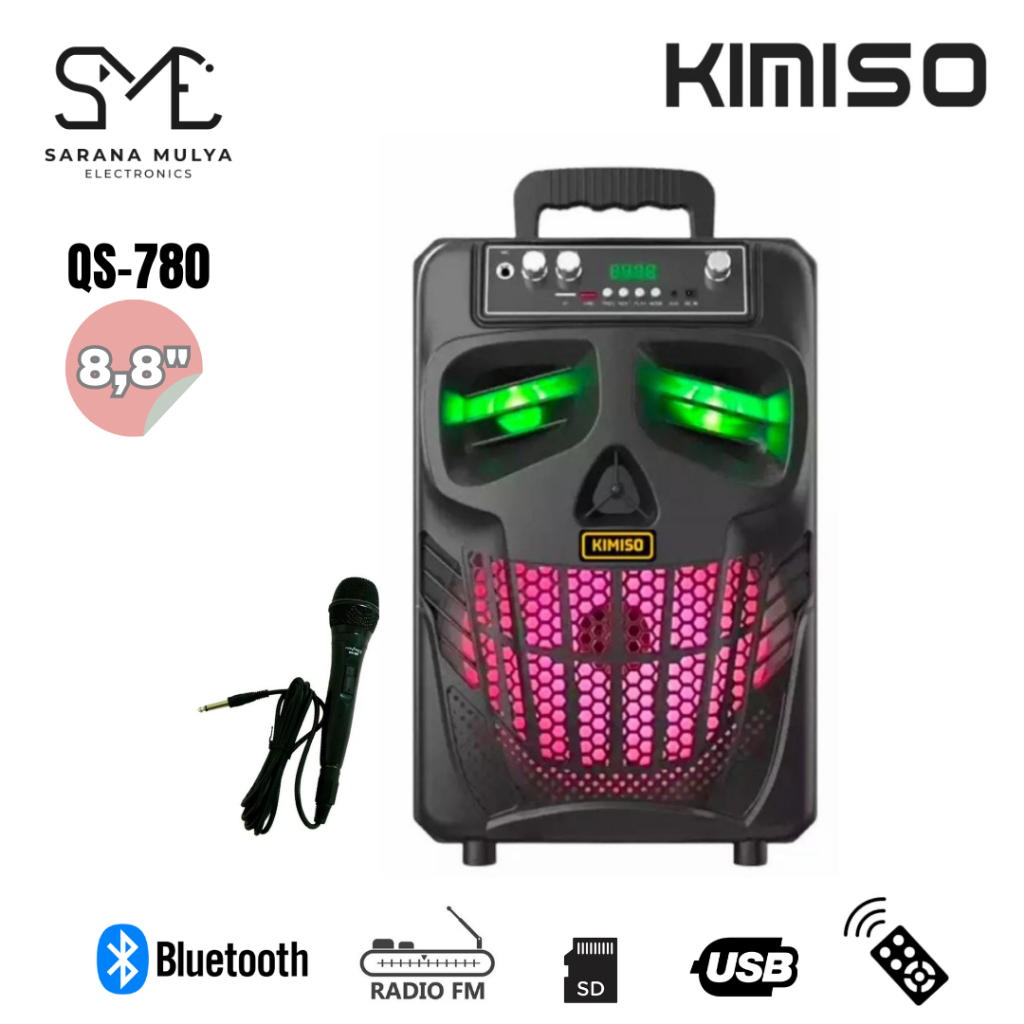 Speaker Bluetooth Portable KIMISO Plus Mic / Speaker Ukuran 8,8 inch / KIMISO QS-780