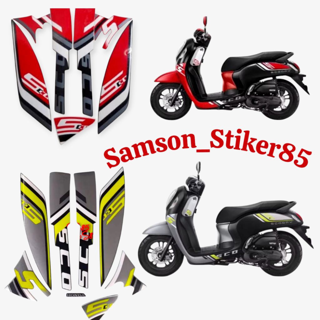 stiker striping lapisan sepeda motor lis bodi polet Honda Scoopy 2022 2023 Sporty full body standar