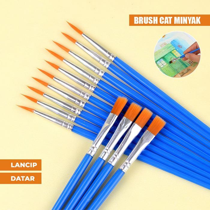 

Paint Brush Nilon Ujung Pointed dan Flat / Kuas Lukis Lancip Datar Art / Brush Cat Minyak Akrilik