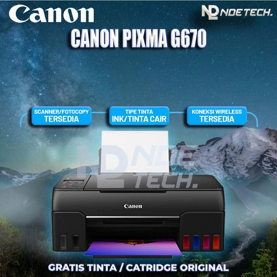 Printer Canon PIXMA G670 - Free Tinta Original