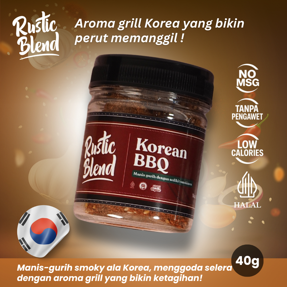 

Bumbu Marinasi Instan Ayam, Daging & Seafood Korean BBQ | Rustic Blend Dry Rub No MSG Rendah Kalori