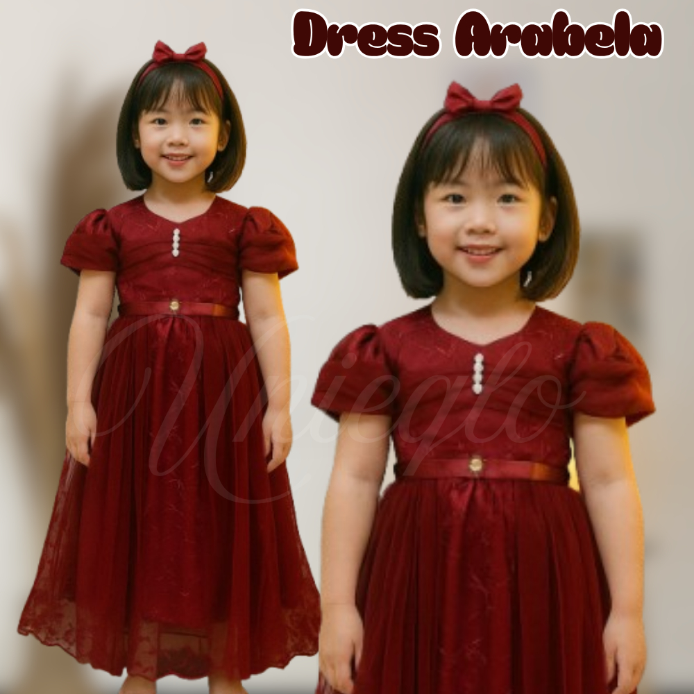 DRESS PESTA ARABELA ULANG TAHUN ANAK USIA 3-8 TAHUN/  BAJU DRESS PESTA ANAK TERBARU - PAKAIAN PESTA 