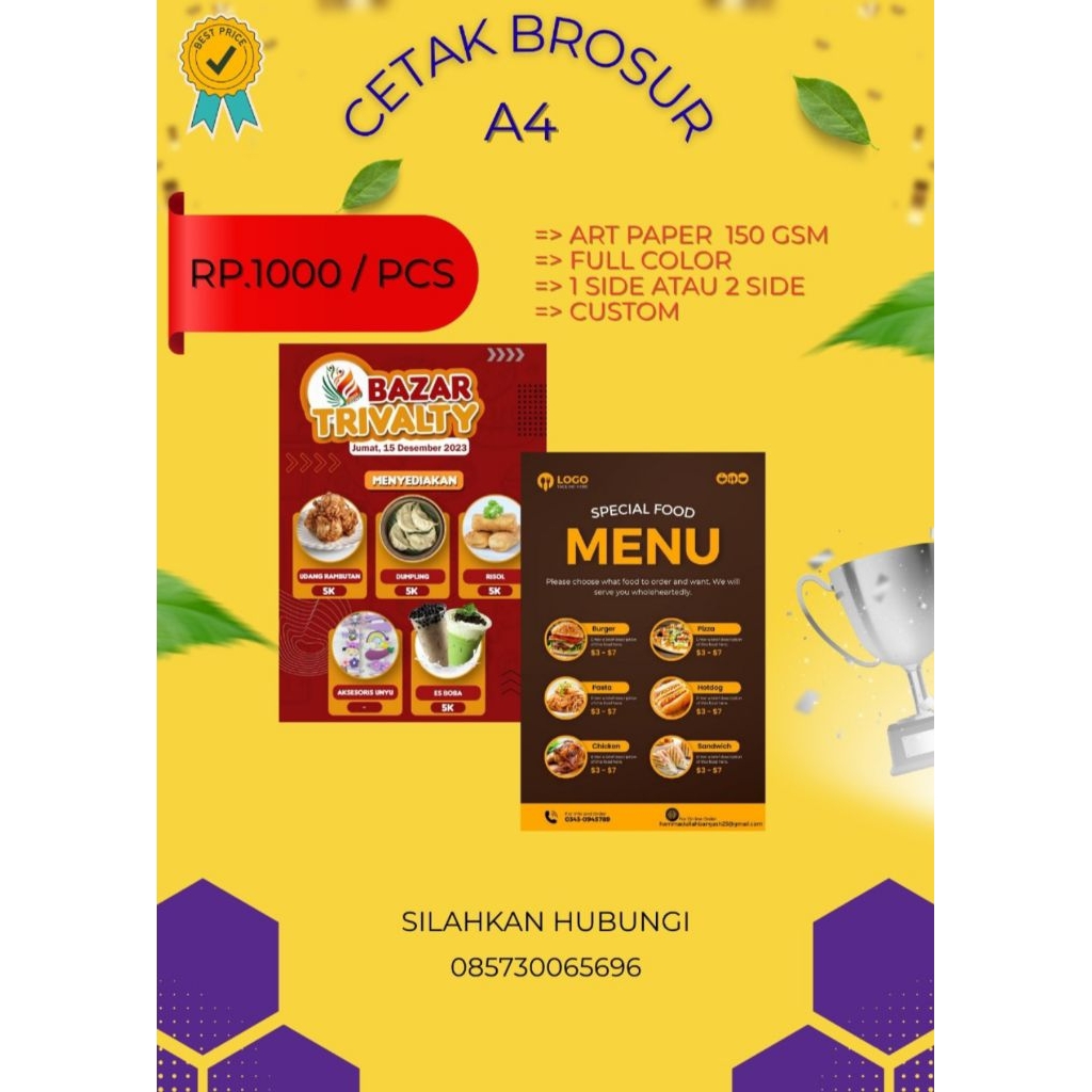 

Brosur custom | ukuran A4 isi 50 pcs