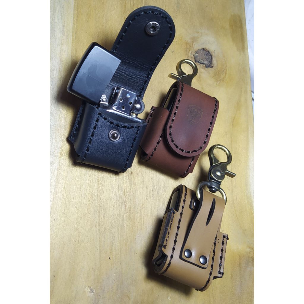 pouch zippo kulit/Sarung zippo kulit + zippo/free pemantik