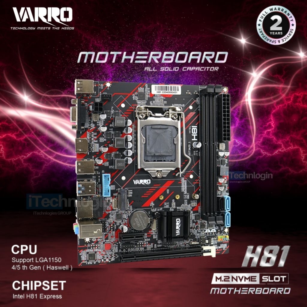 Motherboard Gaming H81M PRO S1 VARRO LGA1150 SUPPORT NVME Garansi 2 Tahun