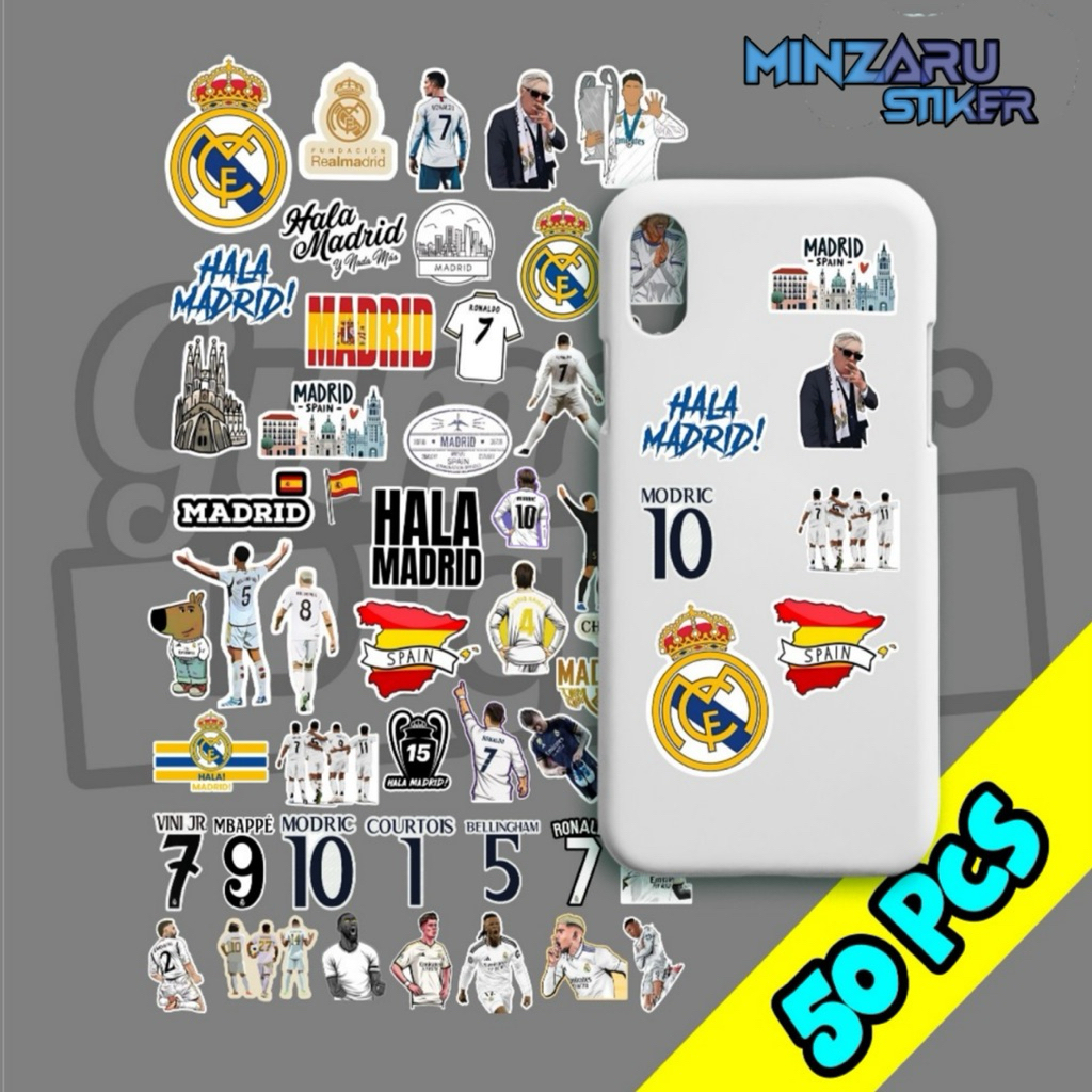 

MINZARU STIKER | STIKER PACK 50 pcs REAL MADRID | ANTI PANAS | ANTI AIR