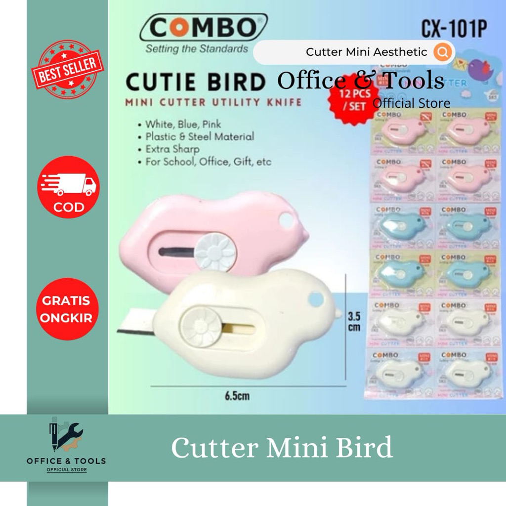 

Cutter Mini Bird Cutter Kecil Extra Sharp Pisau Kertas Aesthetic Office & Tools