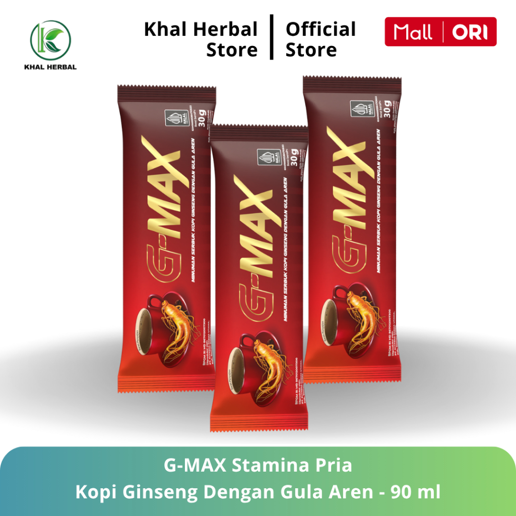 

GMAX Minuman Kopi Gingseng Stamina Pria Kuat KeTahanan Lama Original BPOM Halal - Gmax Coffe Instan Bubuk