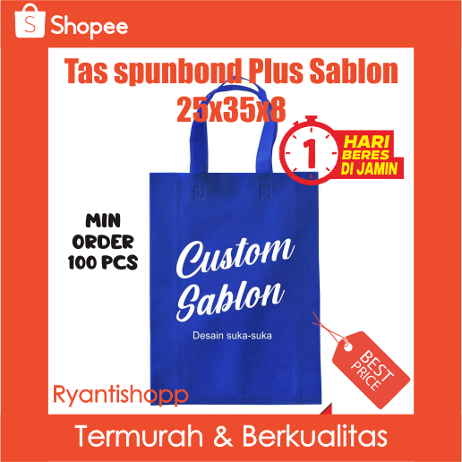 

Tas Spunbond Goodiebag Tebal Plus Sablon Custom – Selesai 1 Hari! model lipat samping Uk 25x35x8