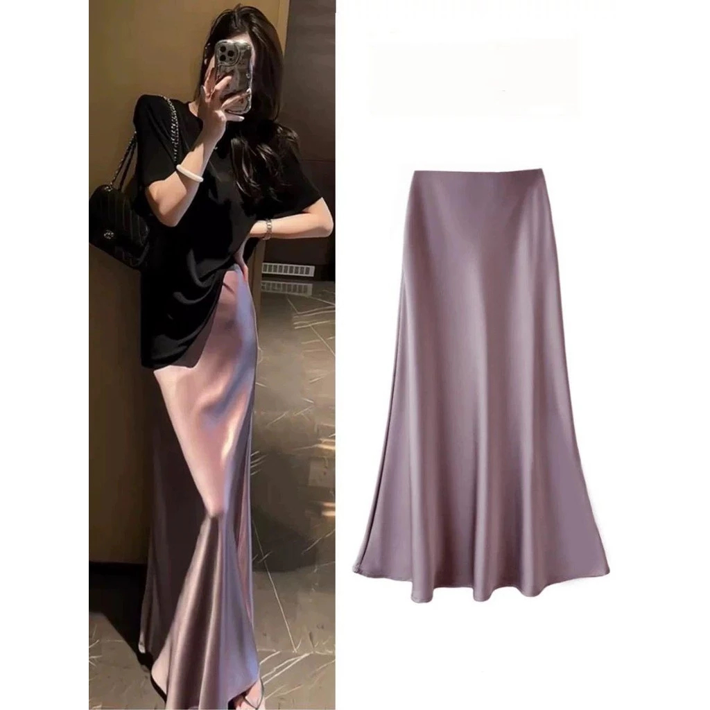 ERR53.ID Rok Satin Maxi Premium Satin Long Skirt 6889 Rok Satin Panjang Rok Duyung Satin Flowy Merma