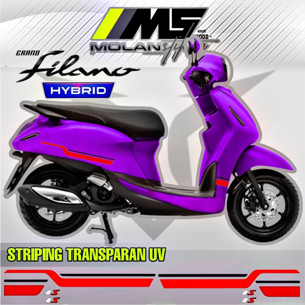 Decal Sticker Striping Variasi Transparan Uv Filano 125 Yamaha Grand Filano125 Hybrid New Filano 125