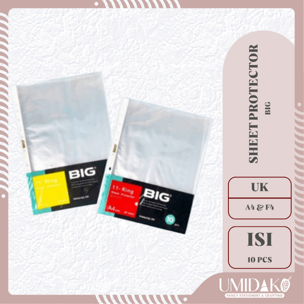 

[UMIDAKO] SHEET PROTECTOR | CLEAR SHEET | PLASTIK POCKET | PLASTIK BINDER 11 LUBANG F4 A4 BIG