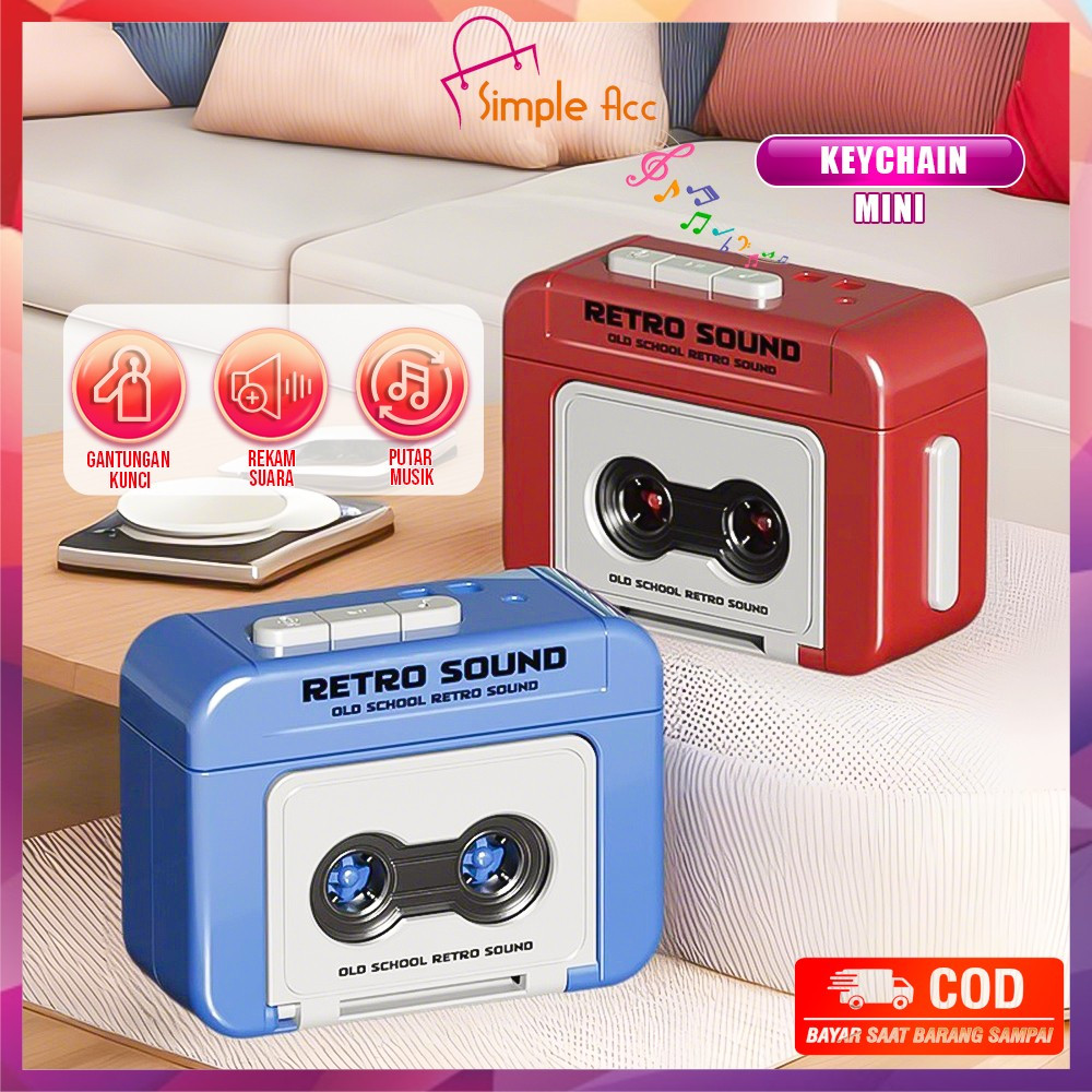 DO-C1326 Gantungan Kunci Rekaman Musik Box Mini Voice Tape Recorder Keychain Unik / Ganci Lucu Akses