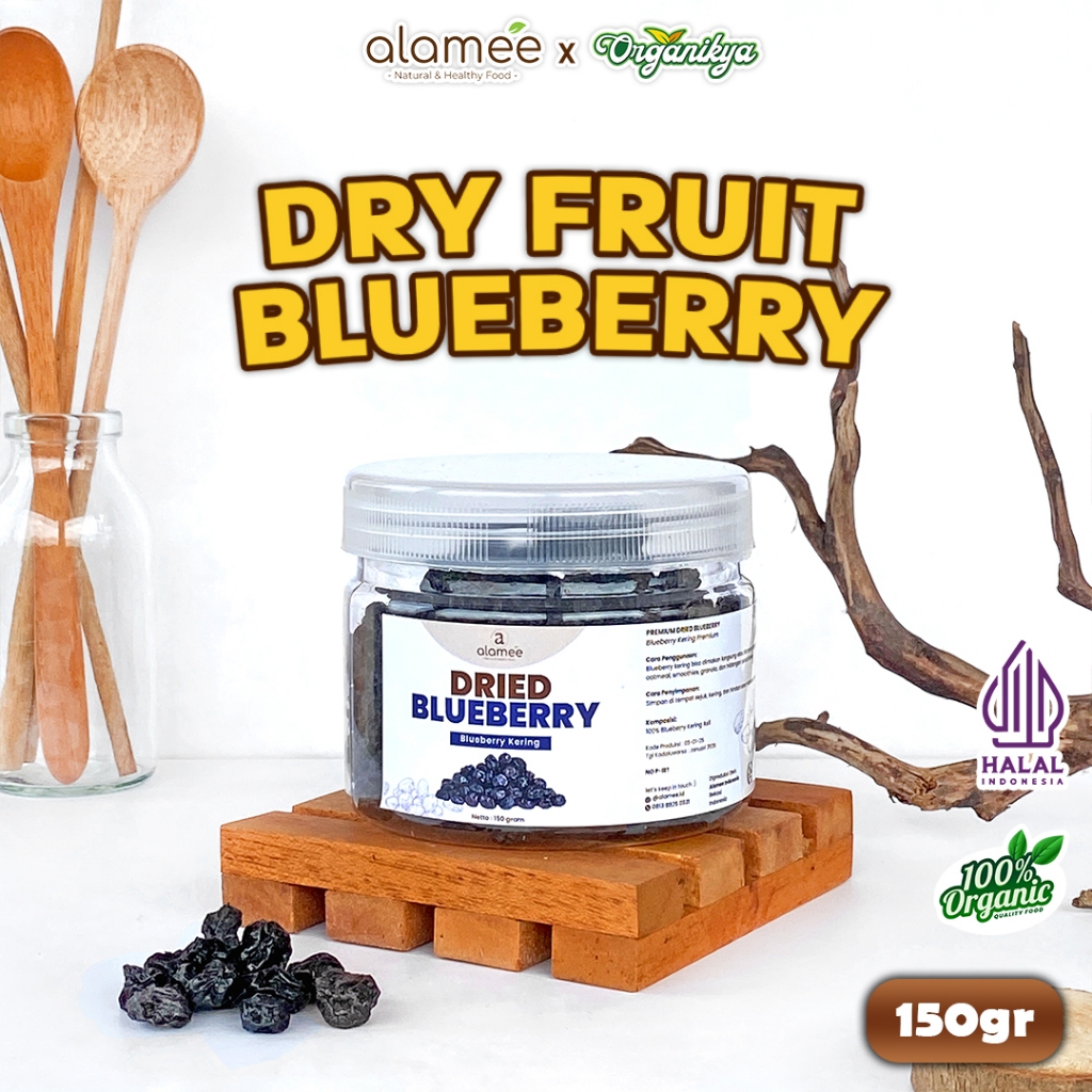 

ALAMEE Blueberry Kering Cemilan Buah Sehat Dried Fruit Cemilan Rendah Kalori 150gr organikya