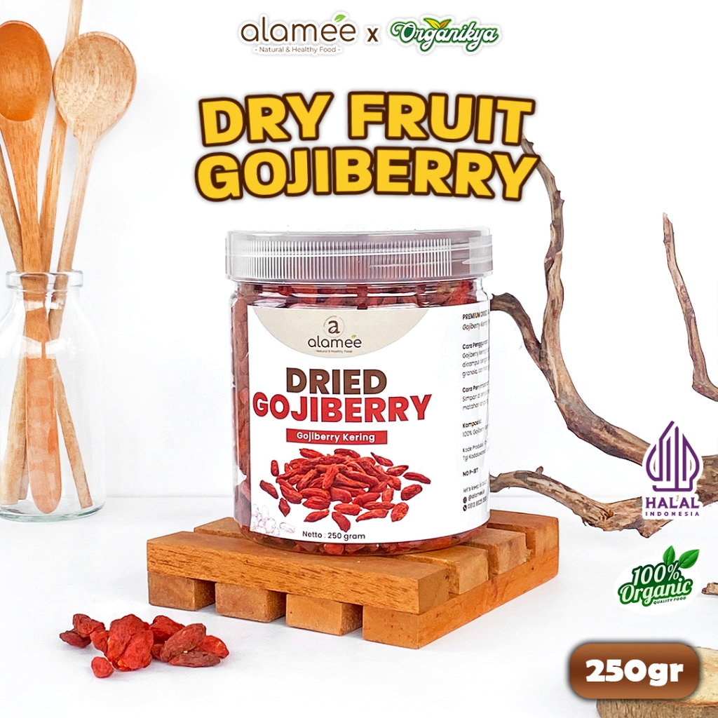 

ALAMEE Gojiberry Kering Cemilan Buah Sehat Rendah Kalori Dried Buah Kici Kering 250gr organikya