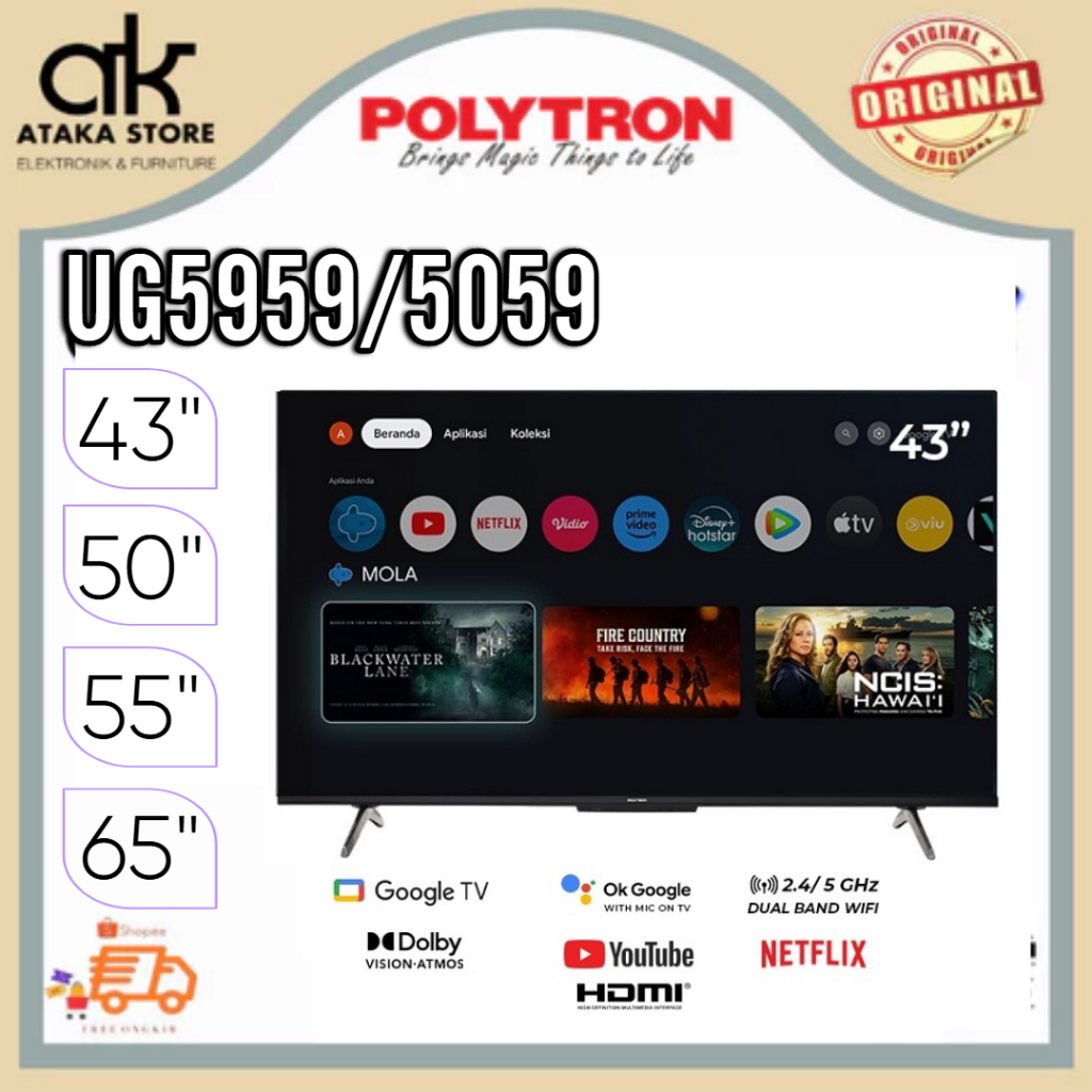 TV LED POLYTRON G0GLE TV - UDH 4K - 43UG5959 /55UG5959 / 50UG5959 / 65UG5959/75UG5959 GARANSI RESMI