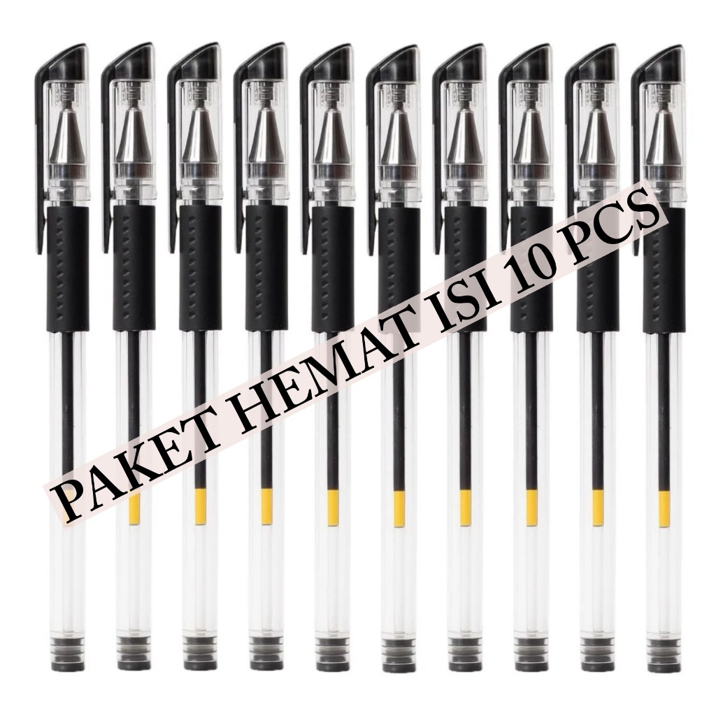 

Isi 10 Pcs Pen Gel Pulpen New Gel 0.5mm Pena Hitam