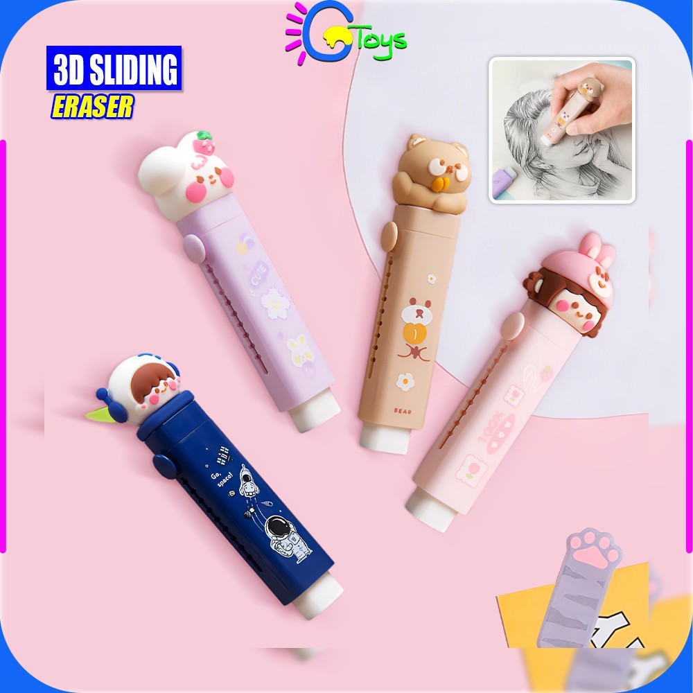 

Promo Cr-A78 Penghapus Pensil Mekanik Free 2Pcs Refill Penghapus Karakter Kartun 3D Sliding Eraser /