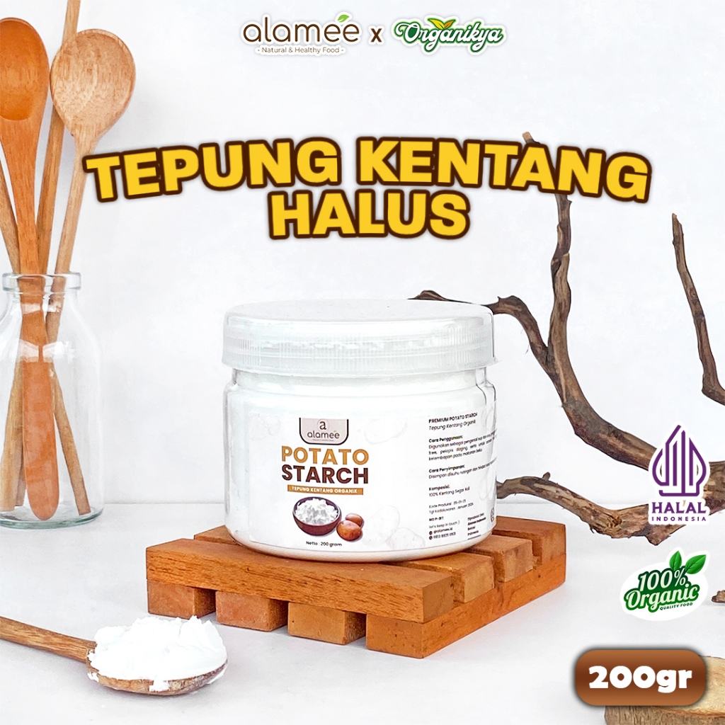 

ALAMEE Tepung Kentang Halus Potato Starch Tepung Kue Mashed Long Potato Powder 200gr organikya