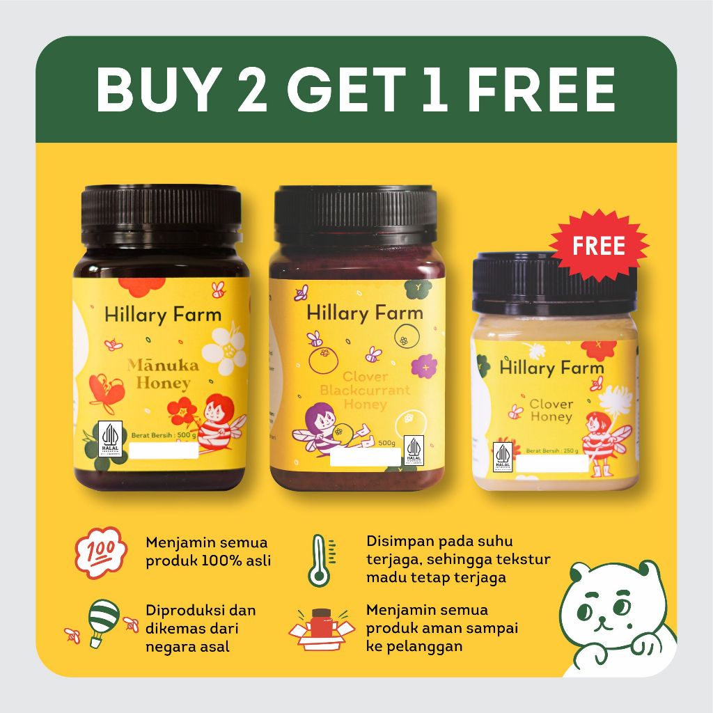 

Manuka Honey + Clover Blackcurrant Honey Free Madu