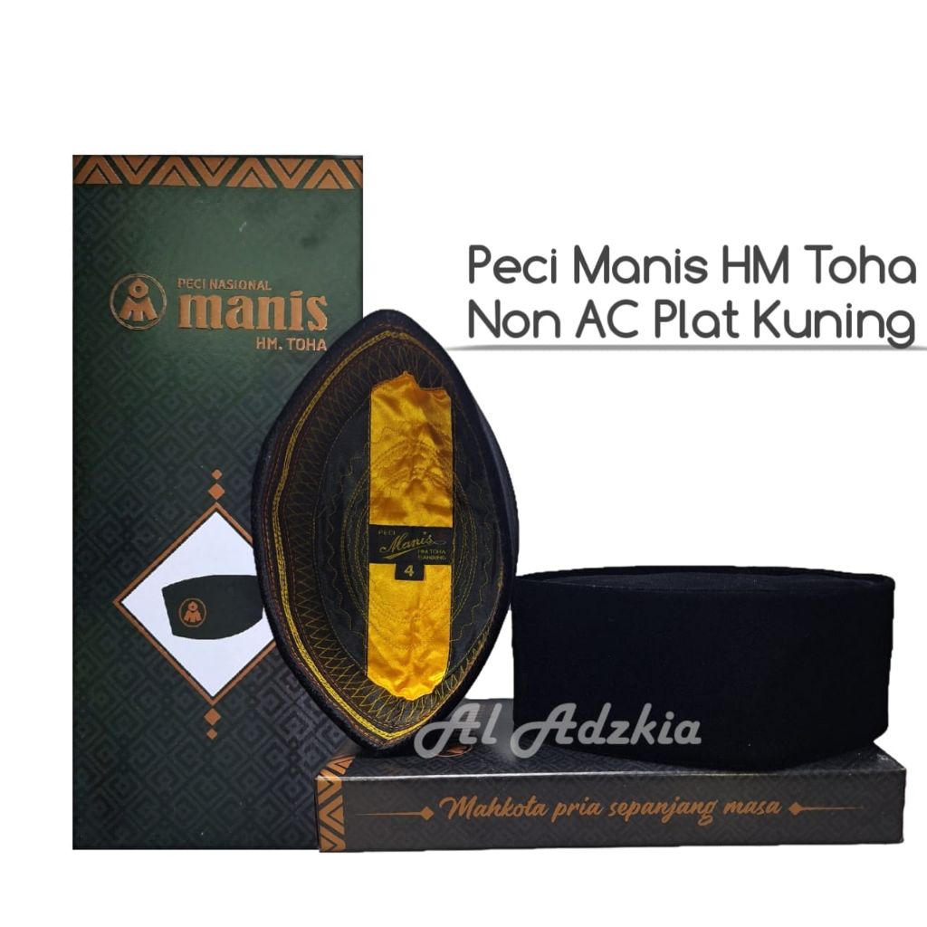 Manis HM Toha Peci Songkok Hitam Polos Non AC Motif SM Kopiah Tanpa Kertas
