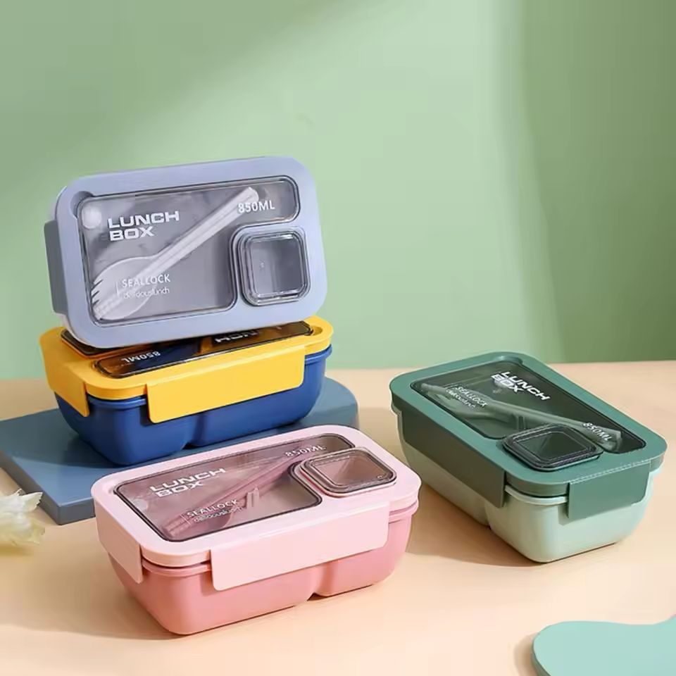 Lunch Box Set Kotak Bekal Makan 850ml-Free Alat Makan/Tempat Makan untuk Sekolah atau Kantor