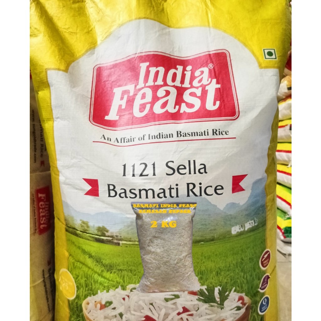 

Beras Basmati India Feast 1121 Kemasan Repack 2kg Basmati Creamy Sella Rice