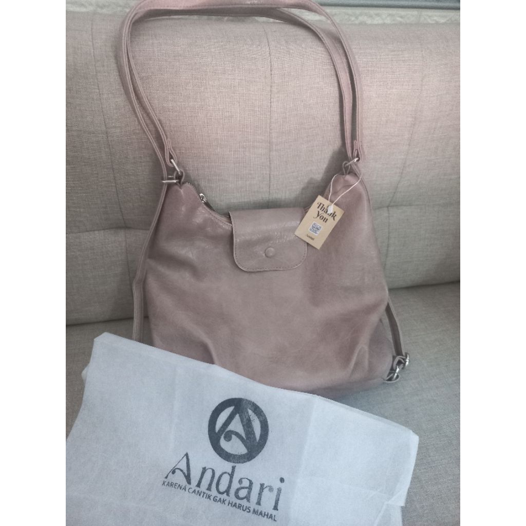 ANDARI ROOM SAWA BAG VIN NUDE 2 IN 1 SHOULDER BAG + BACKPACK