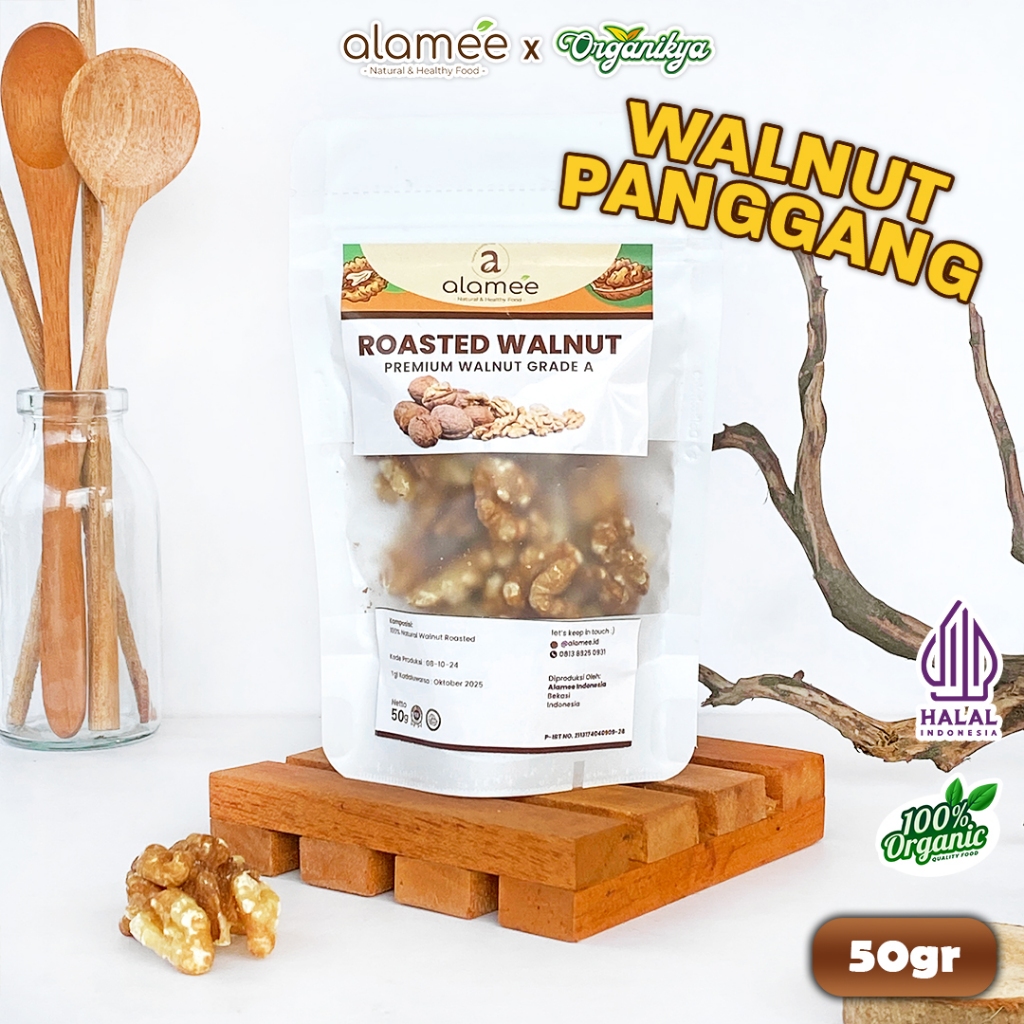 

ALAMEE Walnut Roasted Kacang Panggang Alami Organik Oven Matang Mini 50gr organikya