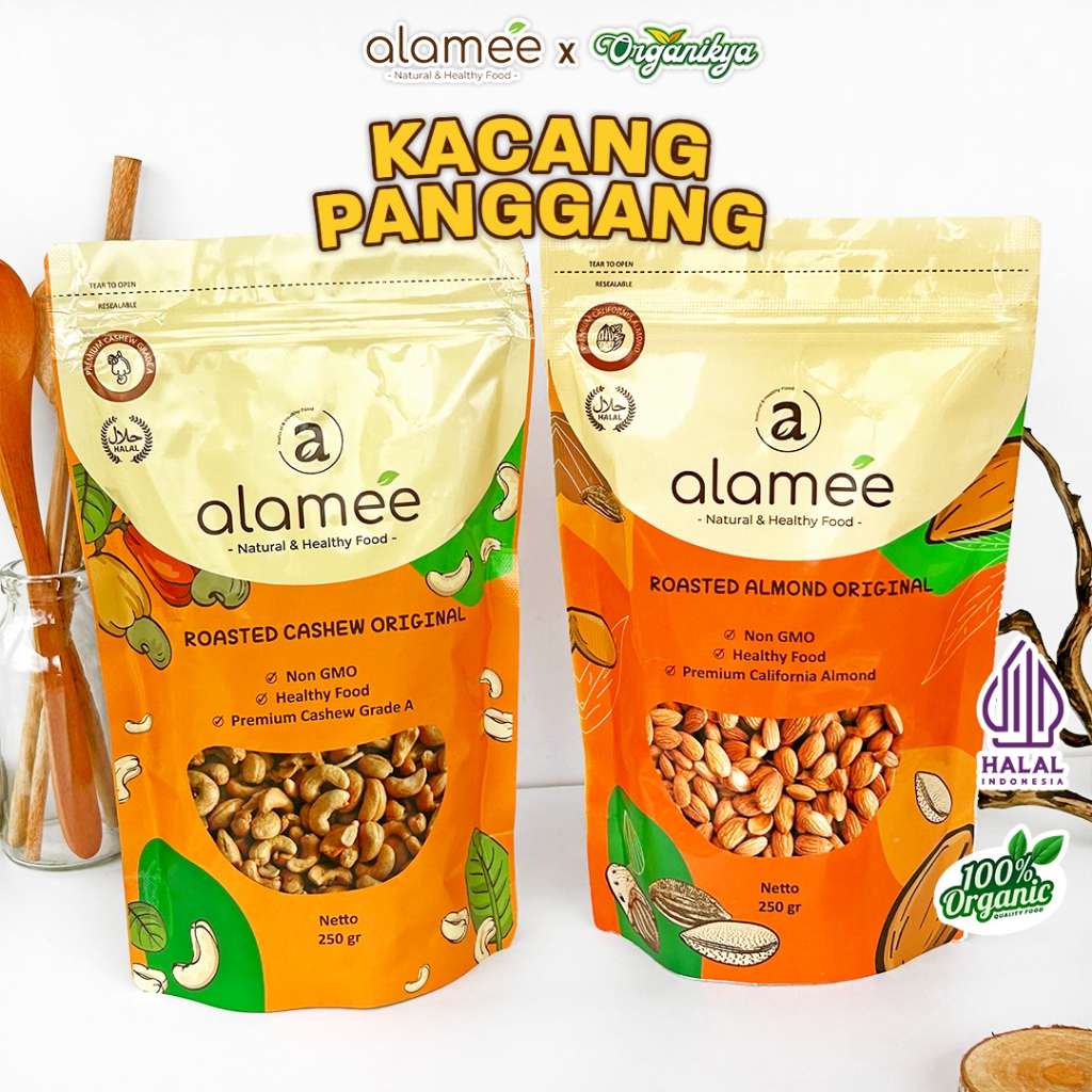 

Kacang Almond Almon Mede Walnut Pistachio Kupas Panggang Roast Roasted Oven Siap Makan organikya