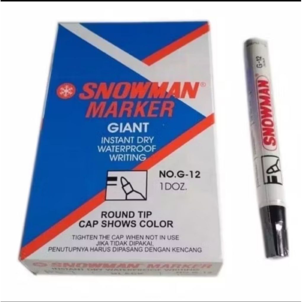 

Spidol Permanen Snowman Hitan G-12 ( 1 Lusin)