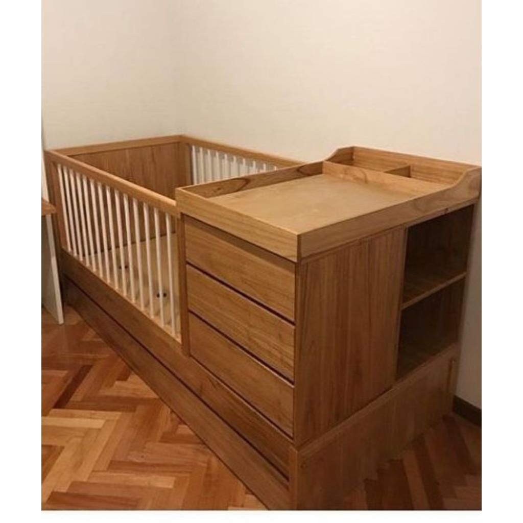 Tempat Tidur Anak Minimalis Modern / Ranjang Bayi Kayu Jati Jepara / Tempat Tidur Laci Bayi Aestheti