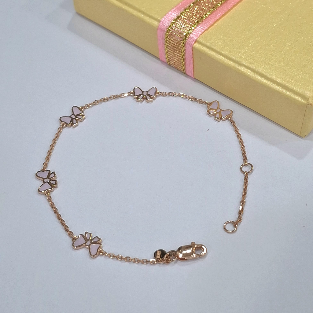 Gelang rantai cute pita emas kadar 17k/750% berat 2.82 gr