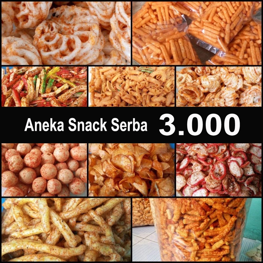 

Aneka Snack Pedas atau gurih Serba 3rb Bebas Pilih / Makanan Ringan Serba 3rb / Snack 3 ribuan