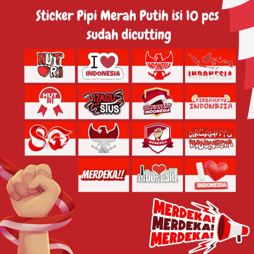 

Littleduck Sticker Pipi Merah Putih Kemerdekaan Indonesia 17 Agustus isi 10 pcs sudah di cutting