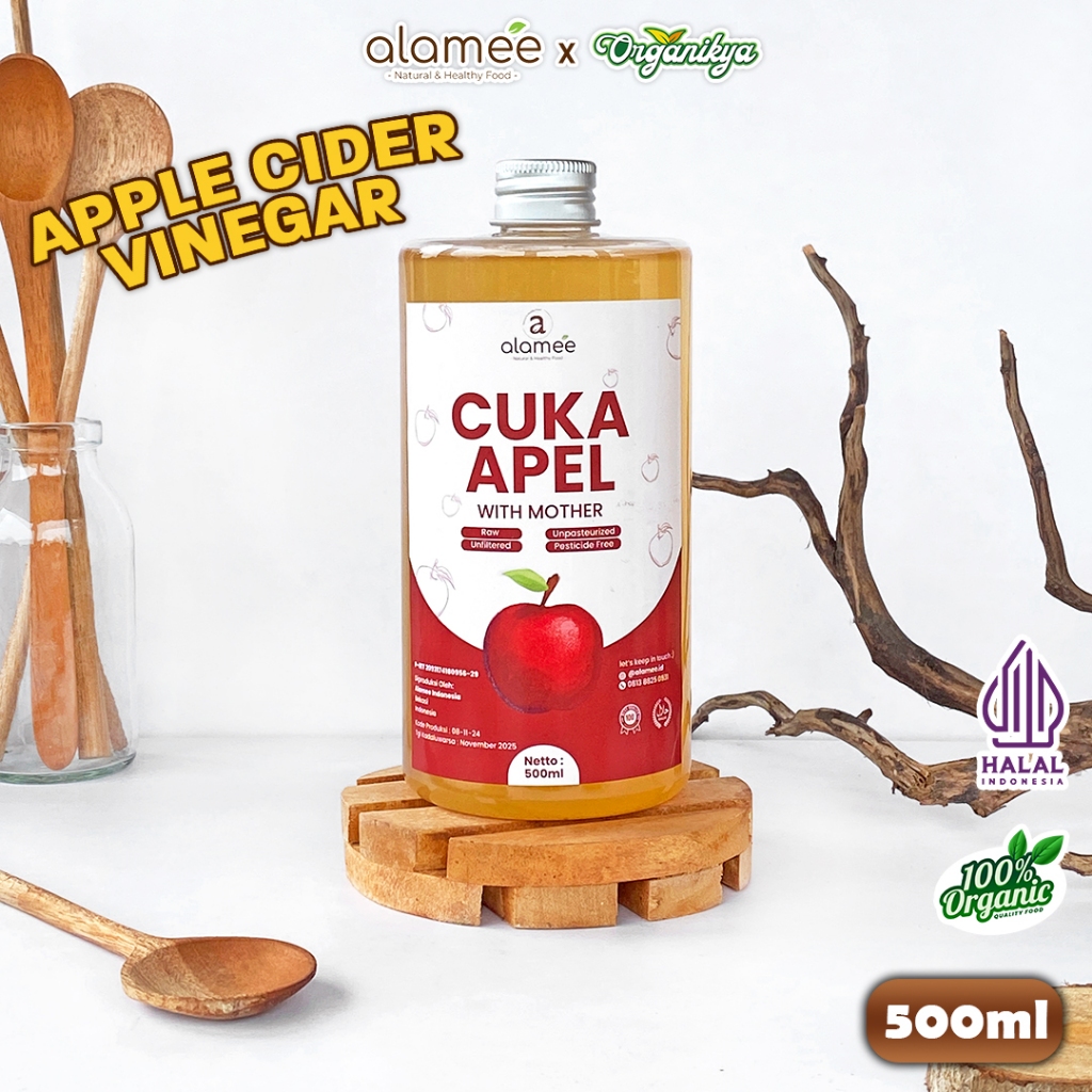 

ALAMEE Cuka Apel Original Vinegar With Mother Organik Apple Cider Vinegar Sari Buah 500ML organikya